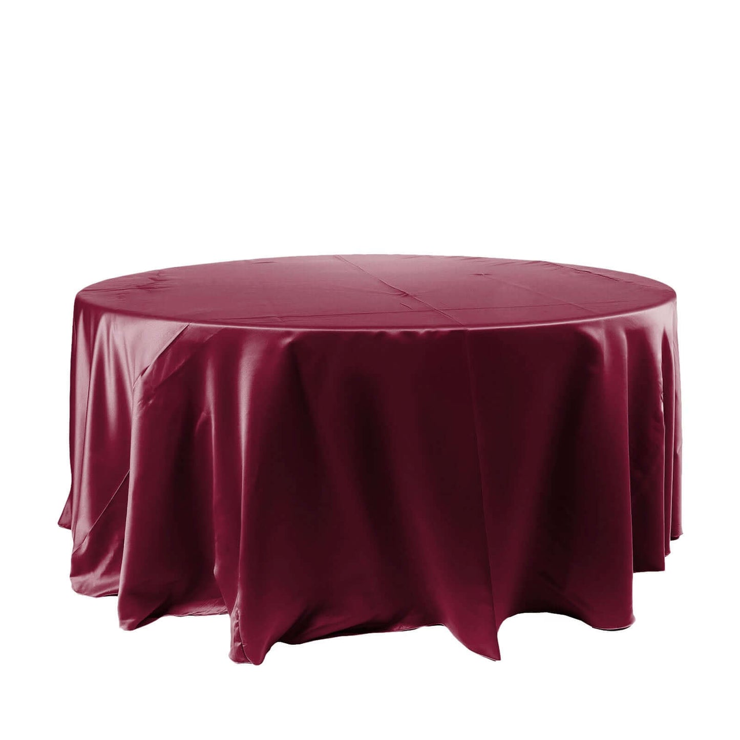 Satin 120" Round Tablecloth Burgundy - Stylish Seamless Table Cover - Linen Luxes