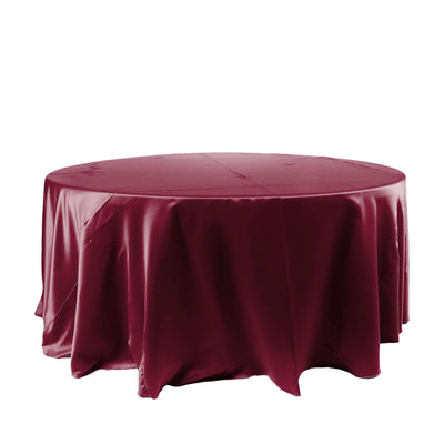 Satin 120" Round Tablecloth Burgundy - Stylish Seamless Table Cover - Linen Luxes