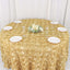 Satin 120" Round Tablecloth Champagne - Grandiose 3D Rosette with Seamless Finish Table Cover - Linen Luxes