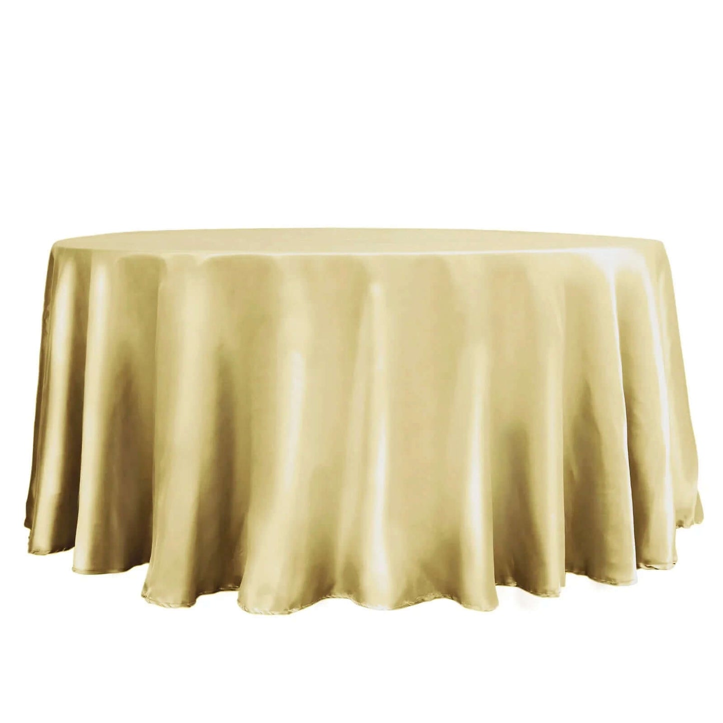 Satin 120" Round Tablecloth Champagne - Stylish Seamless Table Cover - Linen Luxes