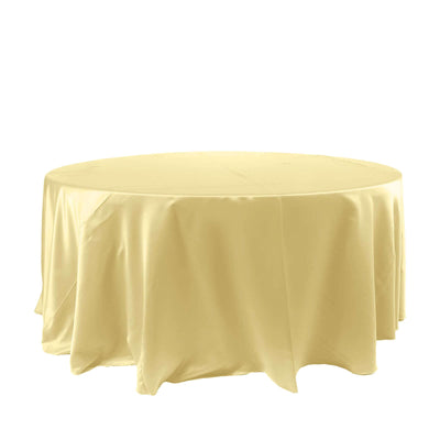 Satin 120" Round Tablecloth Champagne - Stylish Seamless Table Cover - Linen Luxes