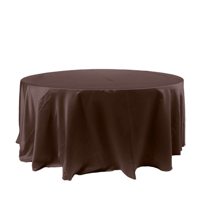 Satin 120" Round Tablecloth Chocolate - Stylish Seamless Table Cover - Linen Luxes