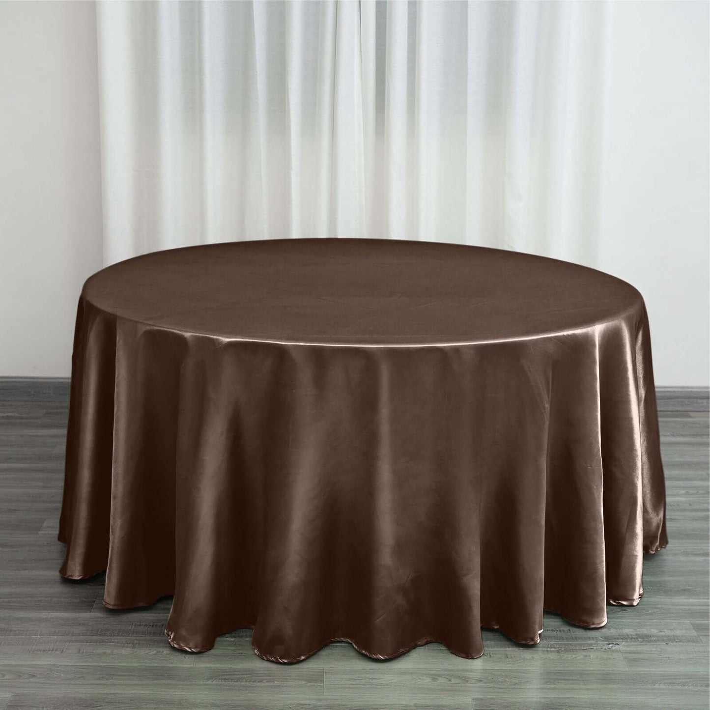Satin 120" Round Tablecloth Chocolate - Stylish Seamless Table Cover - Linen Luxes