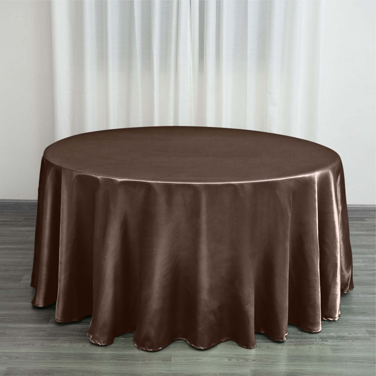 Satin 120" Round Tablecloth Chocolate - Stylish Seamless Table Cover - Linen Luxes