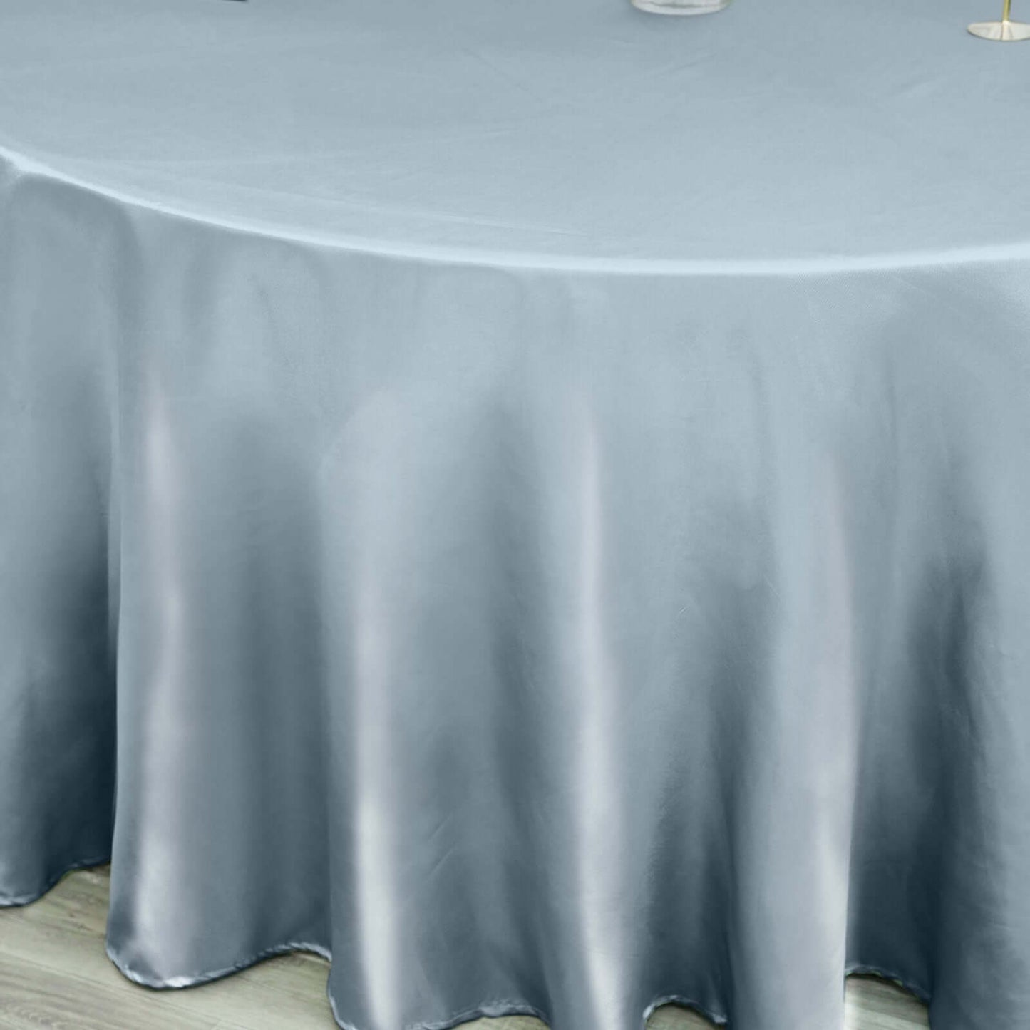 Satin 120" Round Tablecloth Dusty Blue - Stylish Seamless Table Cover - Linen Luxes