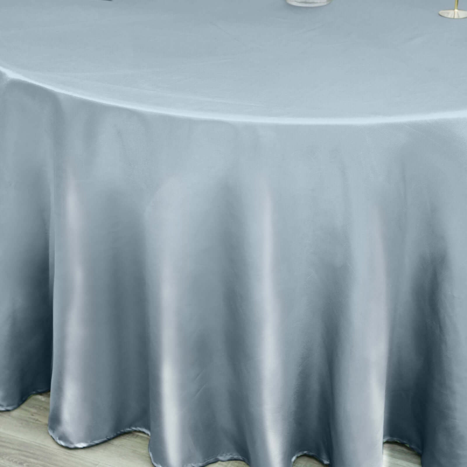 Satin 120" Round Tablecloth Dusty Blue - Stylish Seamless Table Cover - Linen Luxes