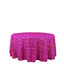 Satin 120" Round Tablecloth Fuchsia - Grandiose 3D Rosette with Seamless Finish Table Cover - Linen Luxes
