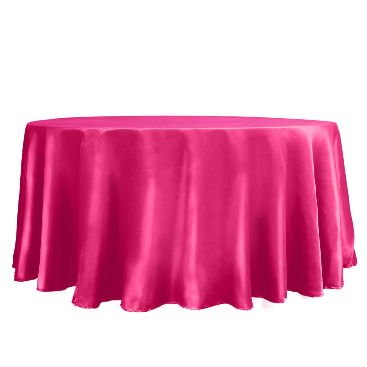 Satin 120" Round Tablecloth Fuchsia - Stylish Seamless Table Cover - Linen Luxes