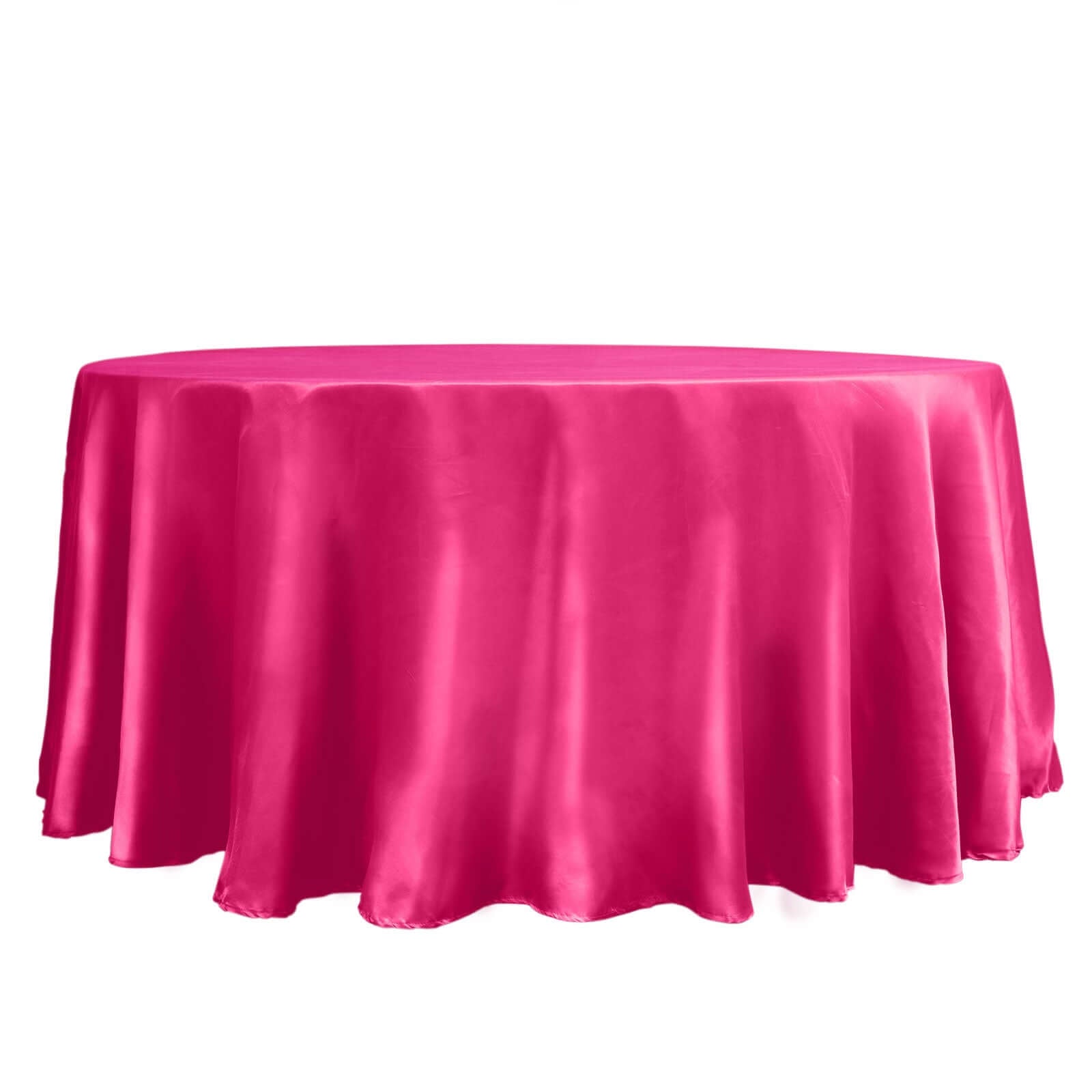 Satin 120" Round Tablecloth Fuchsia - Stylish Seamless Table Cover - Linen Luxes