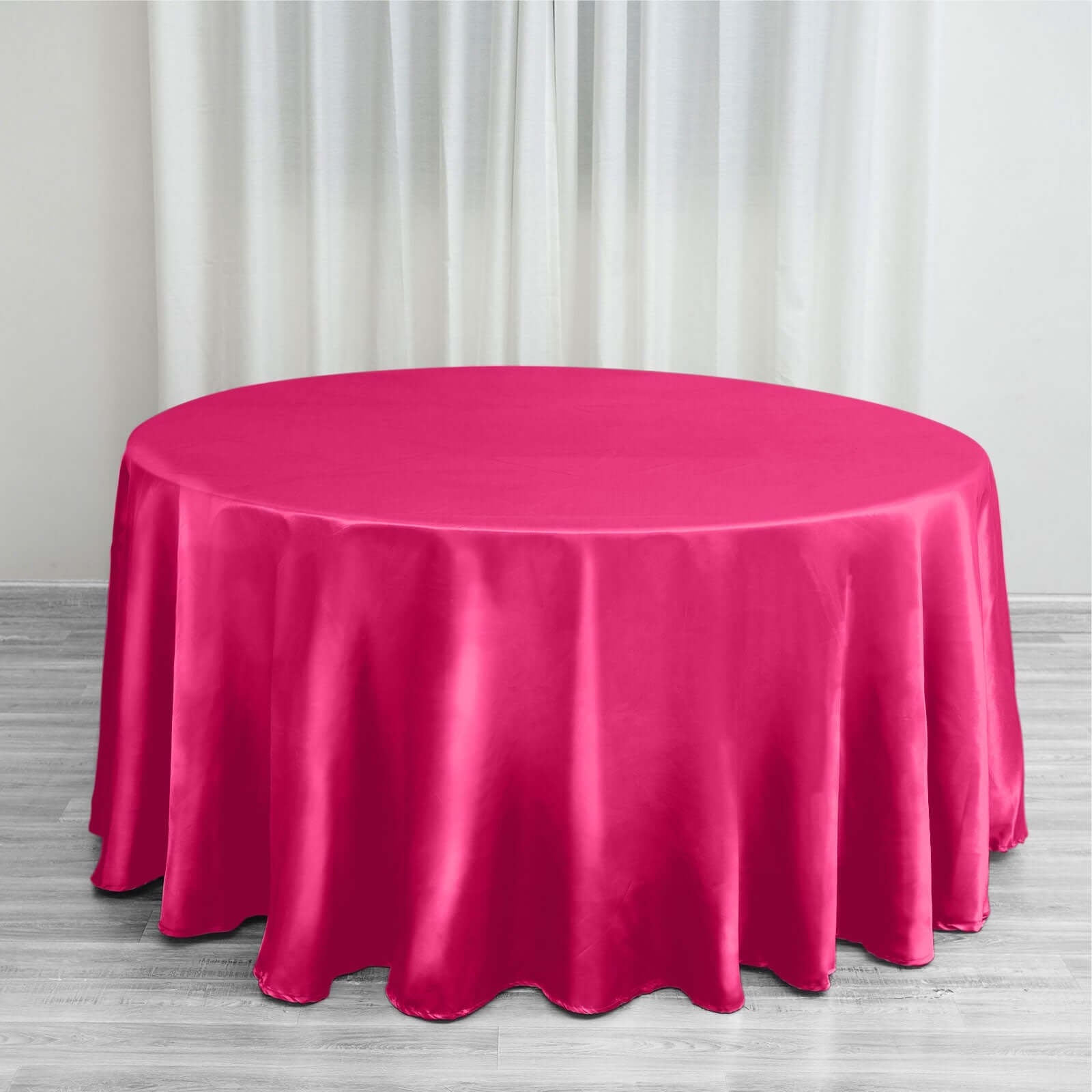 Satin 120" Round Tablecloth Fuchsia - Stylish Seamless Table Cover - Linen Luxes