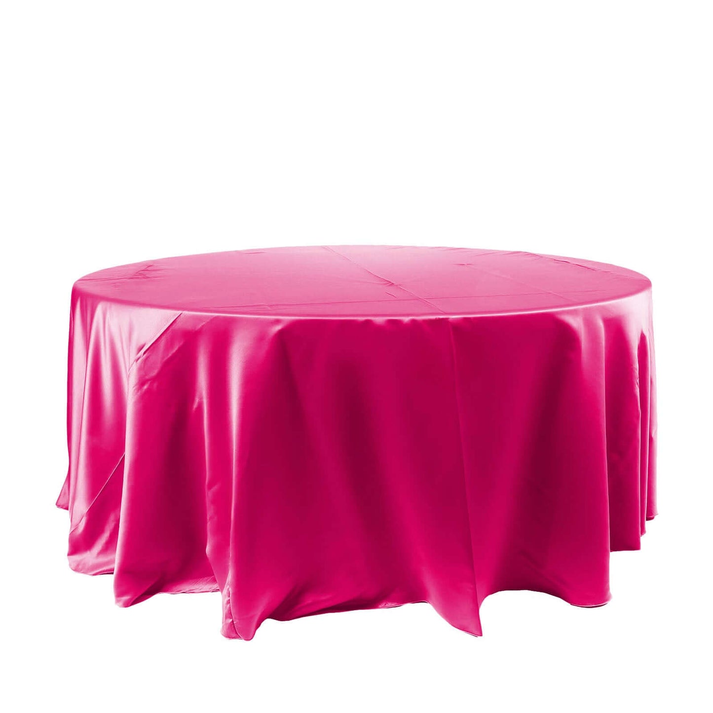 Satin 120" Round Tablecloth Fuchsia - Stylish Seamless Table Cover - Linen Luxes