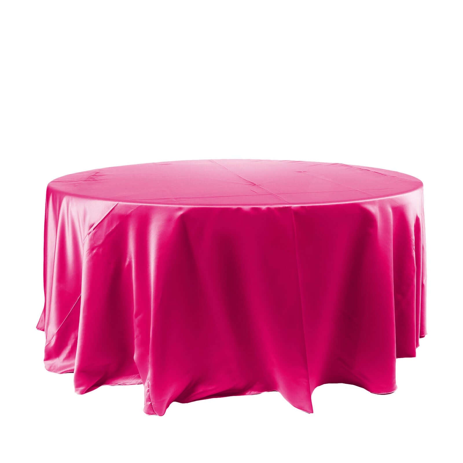 Satin 120" Round Tablecloth Fuchsia - Stylish Seamless Table Cover - Linen Luxes