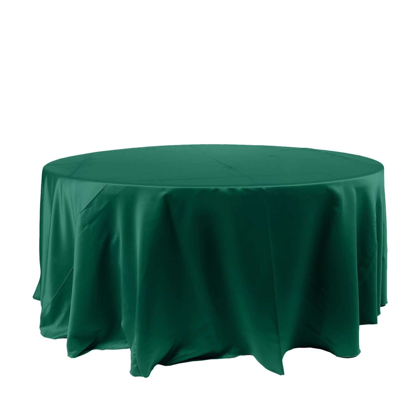 Satin 120" Round Tablecloth Hunter Emerald Green - Stylish Seamless Table Cover - Linen Luxes
