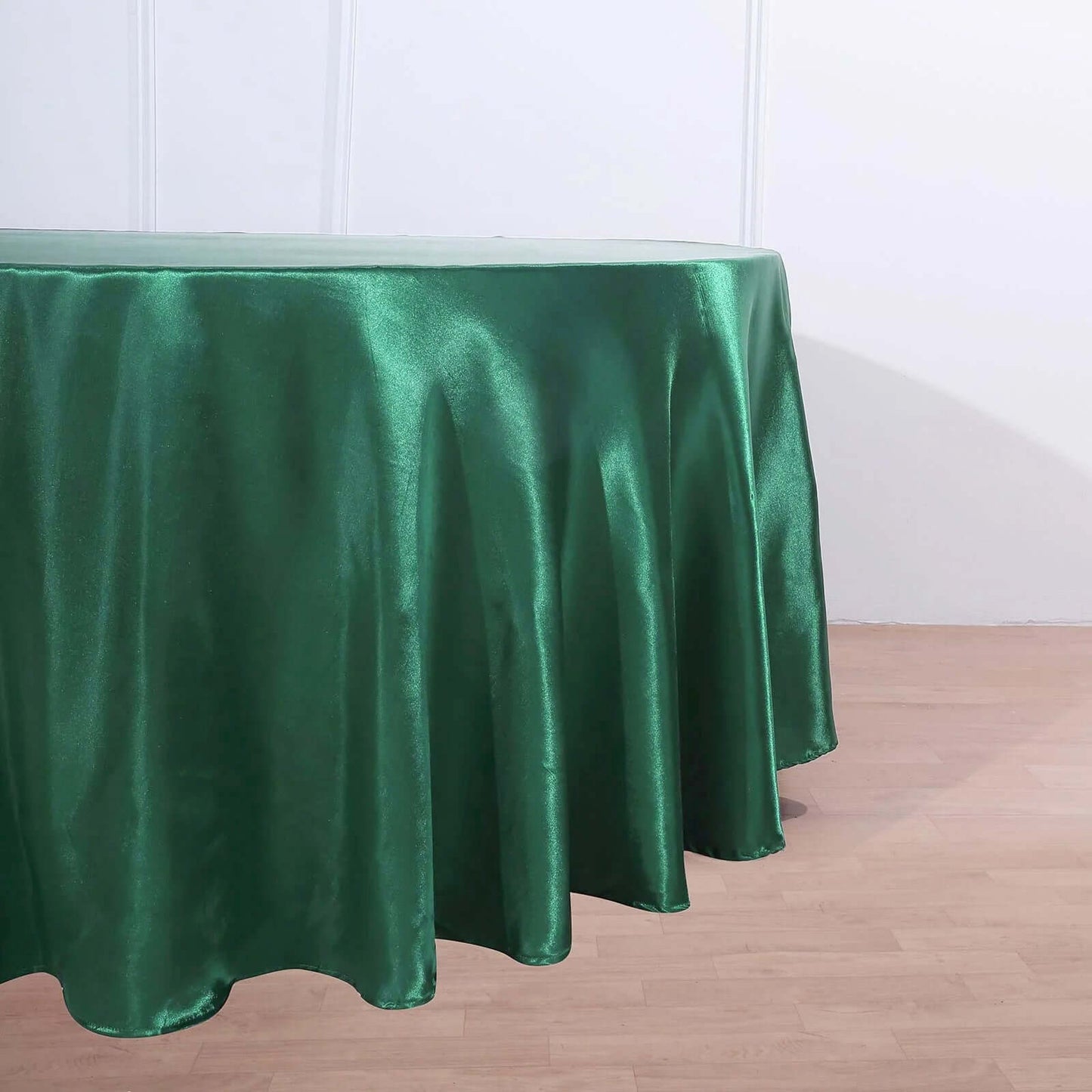 Satin 120" Round Tablecloth Hunter Emerald Green - Stylish Seamless Table Cover - Linen Luxes