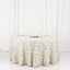 Satin 120" Round Tablecloth Ivory - Grandiose 3D Rosette with Seamless Finish Table Cover - Linen Luxes