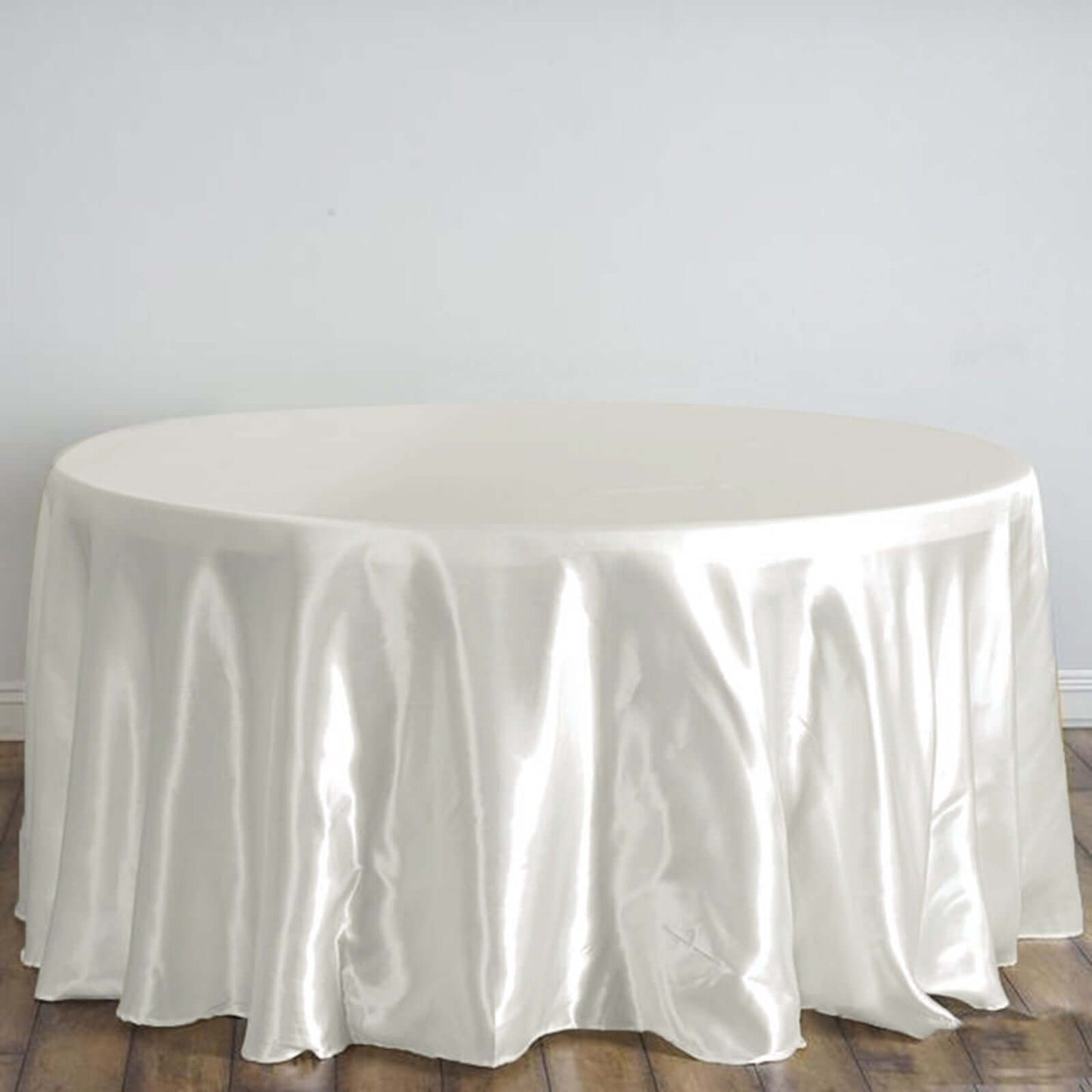 Satin 120" Round Tablecloth Ivory - Stylish Seamless Table Cover - Linen Luxes