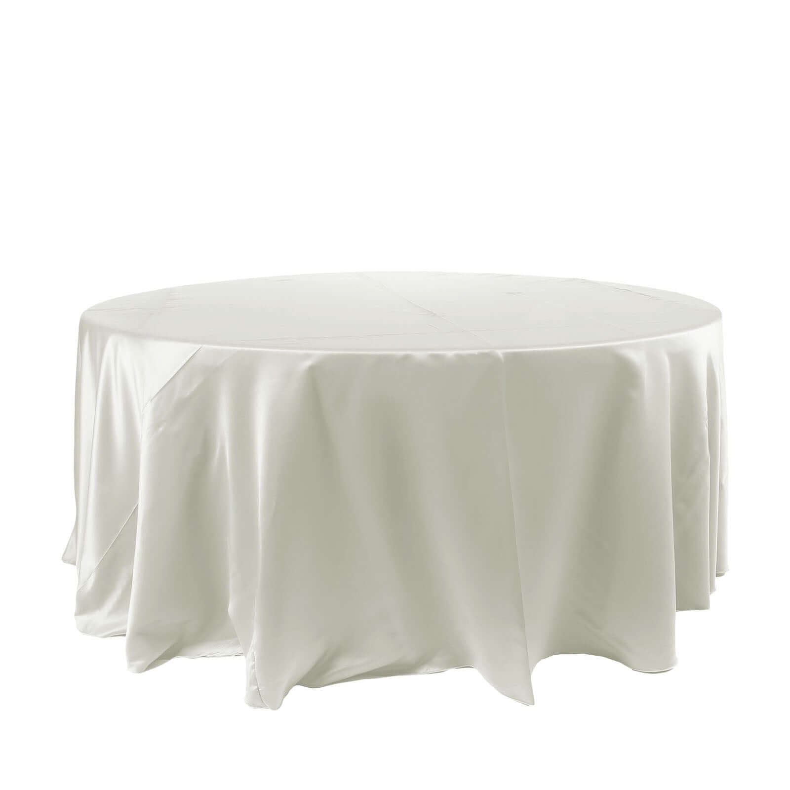 Satin 120" Round Tablecloth Ivory - Stylish Seamless Table Cover - Linen Luxes