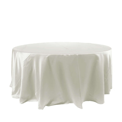 Satin 120" Round Tablecloth Ivory - Stylish Seamless Table Cover - Linen Luxes