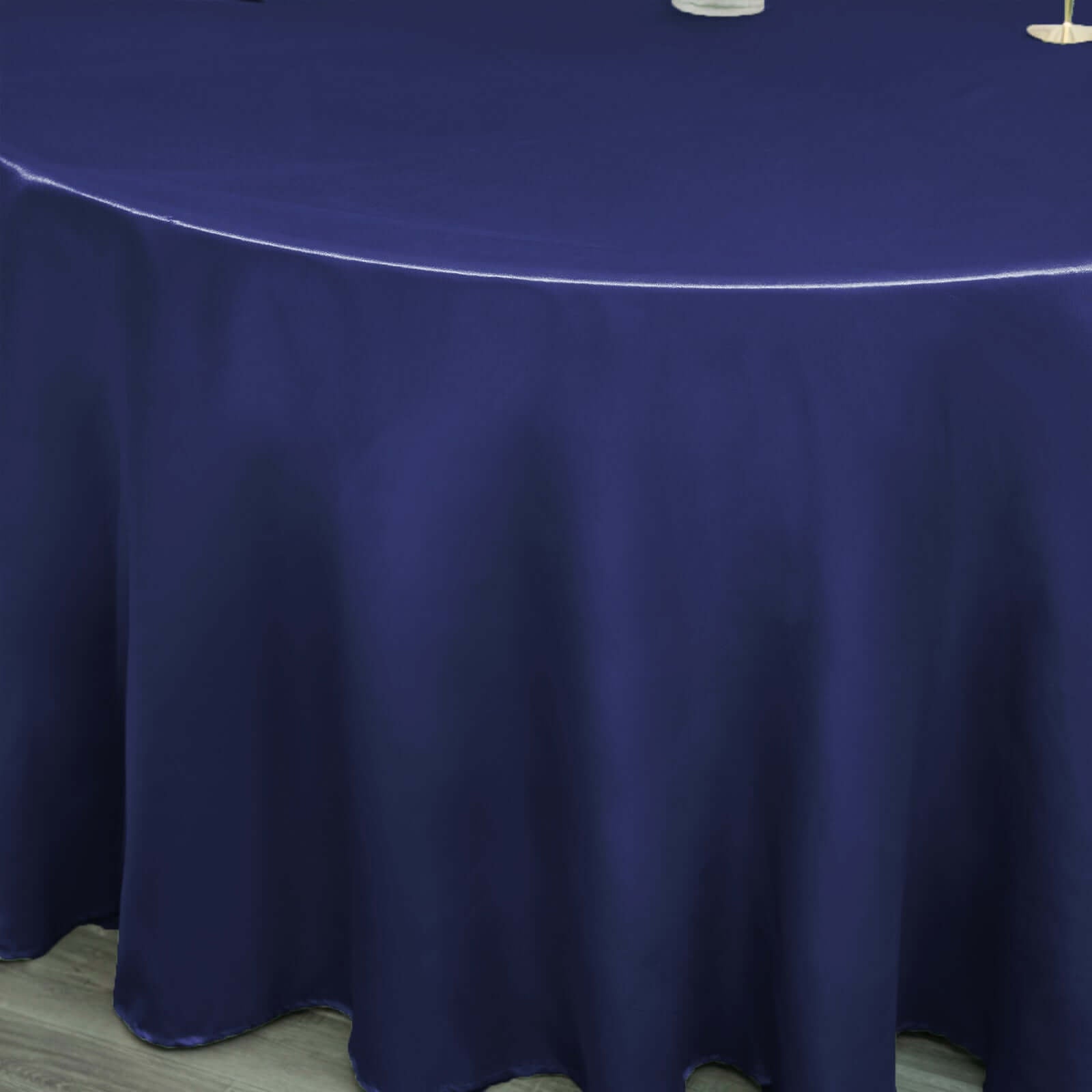 Satin 120" Round Tablecloth Navy Blue - Stylish Seamless Table Cover - Linen Luxes
