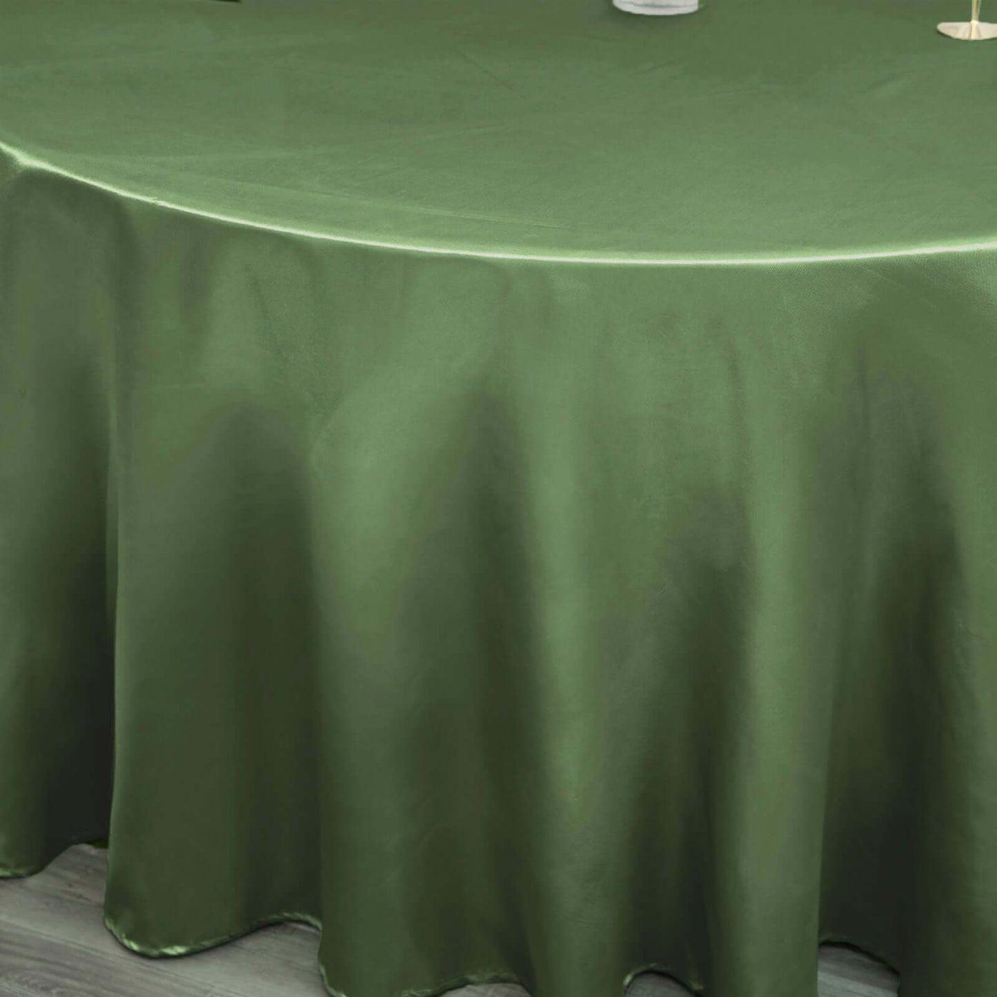 Satin 120" Round Tablecloth Olive Green - Stylish Seamless Table Cover - Linen Luxes