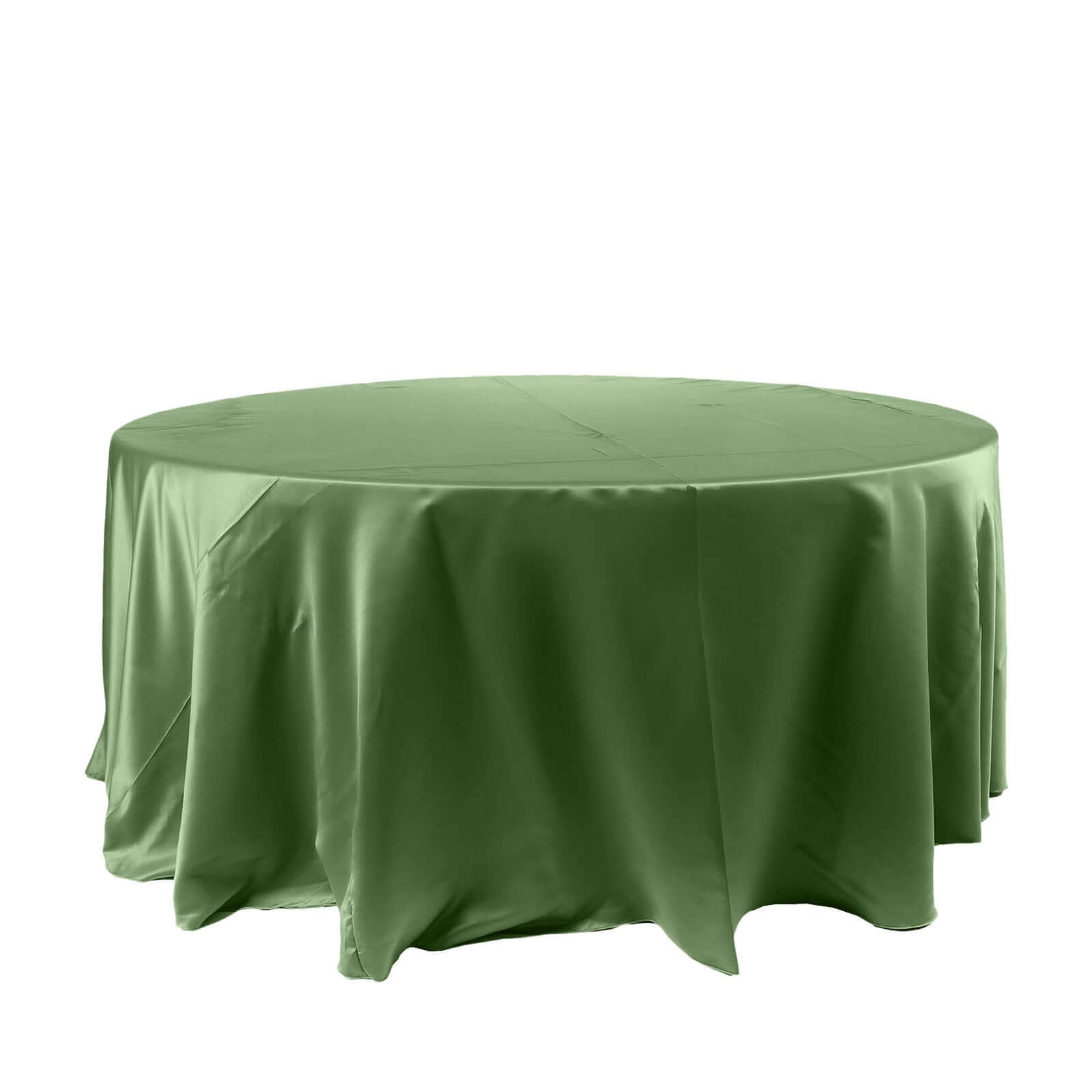 Satin 120" Round Tablecloth Olive Green - Stylish Seamless Table Cover - Linen Luxes