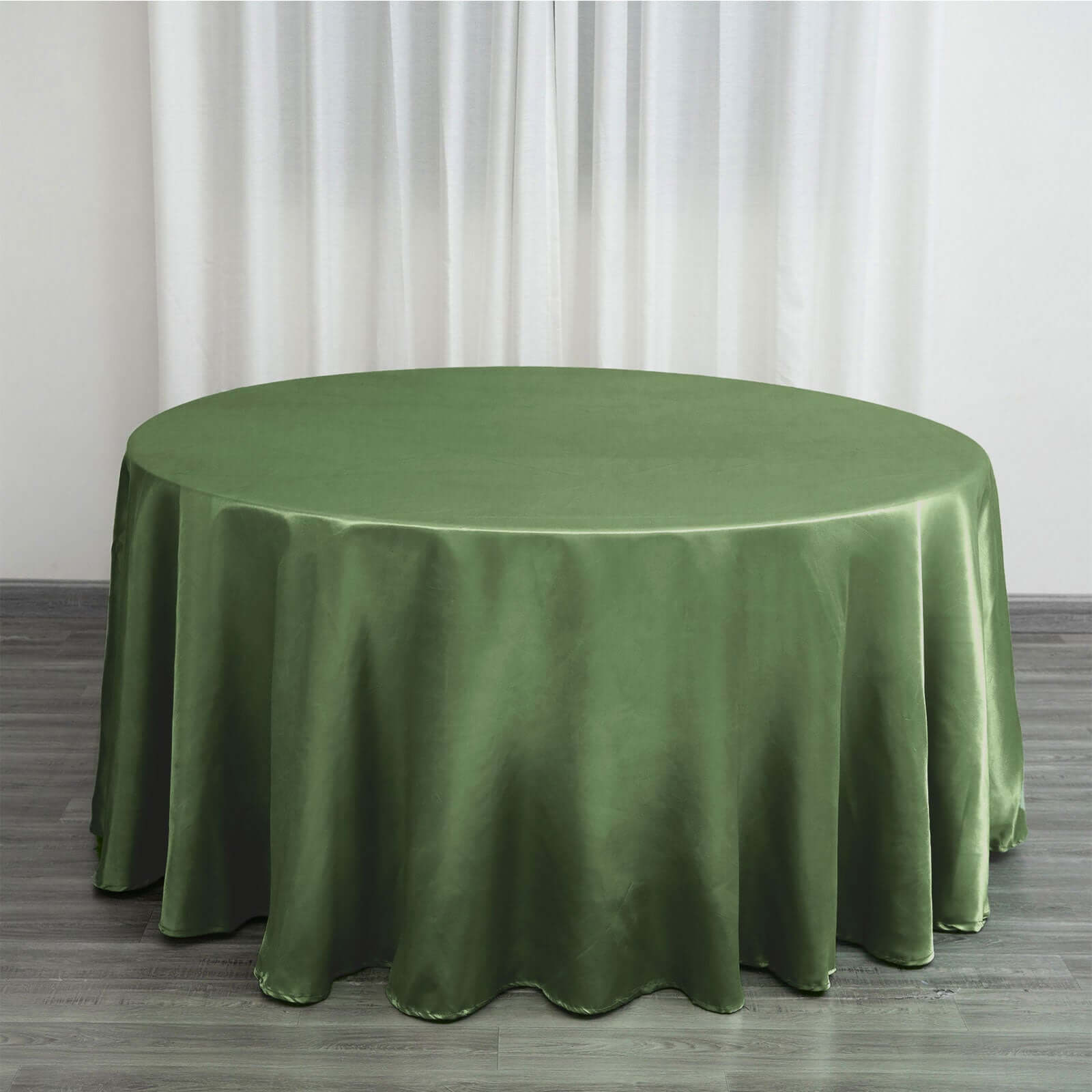 Satin 120" Round Tablecloth Olive Green - Stylish Seamless Table Cover - Linen Luxes