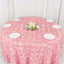 Satin 120" Round Tablecloth Pink - Grandiose 3D Rosette with Seamless Finish Table Cover - Linen Luxes
