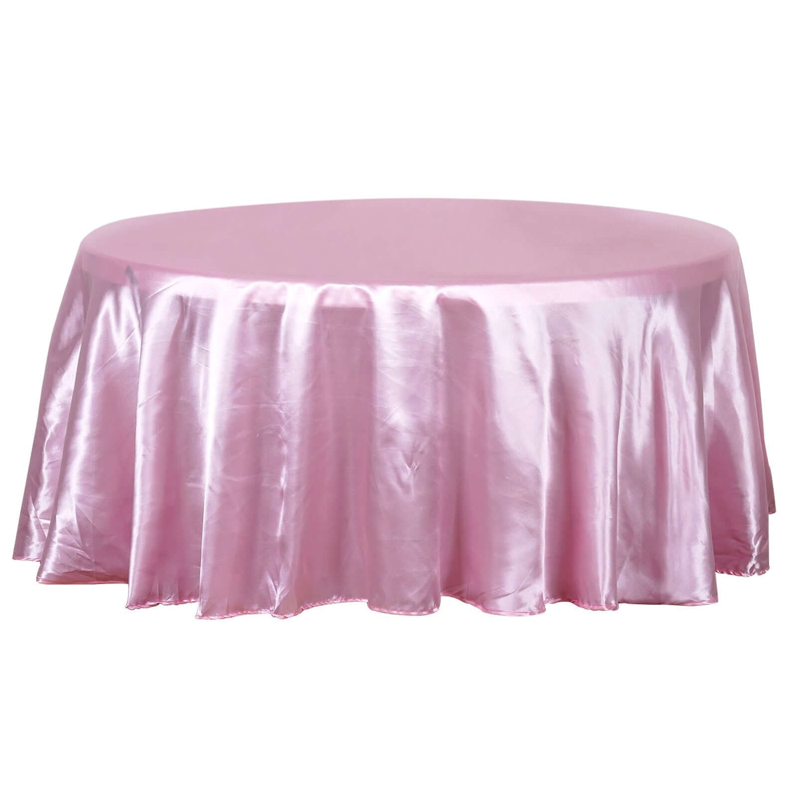 Satin 120" Round Tablecloth Pink - Stylish Seamless Table Cover - Linen Luxes
