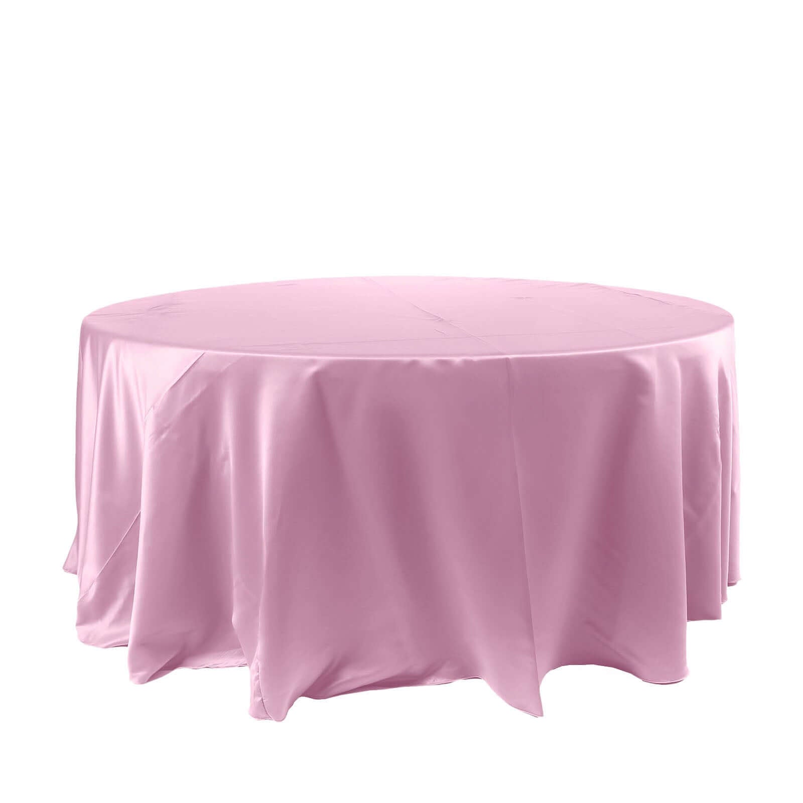 Satin 120" Round Tablecloth Pink - Stylish Seamless Table Cover - Linen Luxes