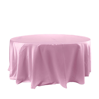 Satin 120" Round Tablecloth Pink - Stylish Seamless Table Cover - Linen Luxes