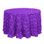 Satin 120" Round Tablecloth Purple - Grandiose 3D Rosette with Seamless Finish Table Cover - Linen Luxes