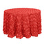 Satin 120" Round Tablecloth Red - Grandiose 3D Rosette with Seamless Finish Table Cover - Linen Luxes