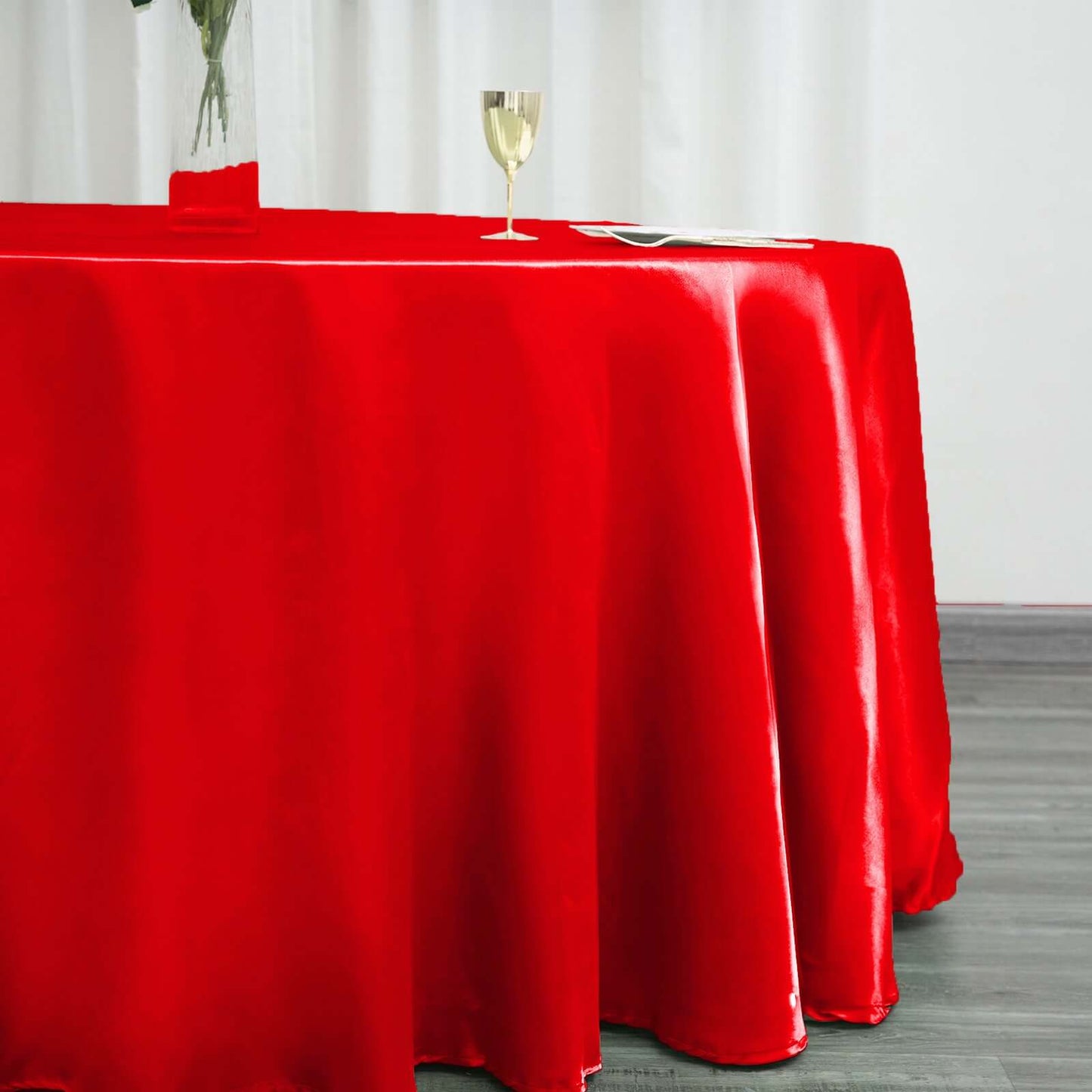 Satin 120" Round Tablecloth Red - Stylish Seamless Table Cover - Linen Luxes