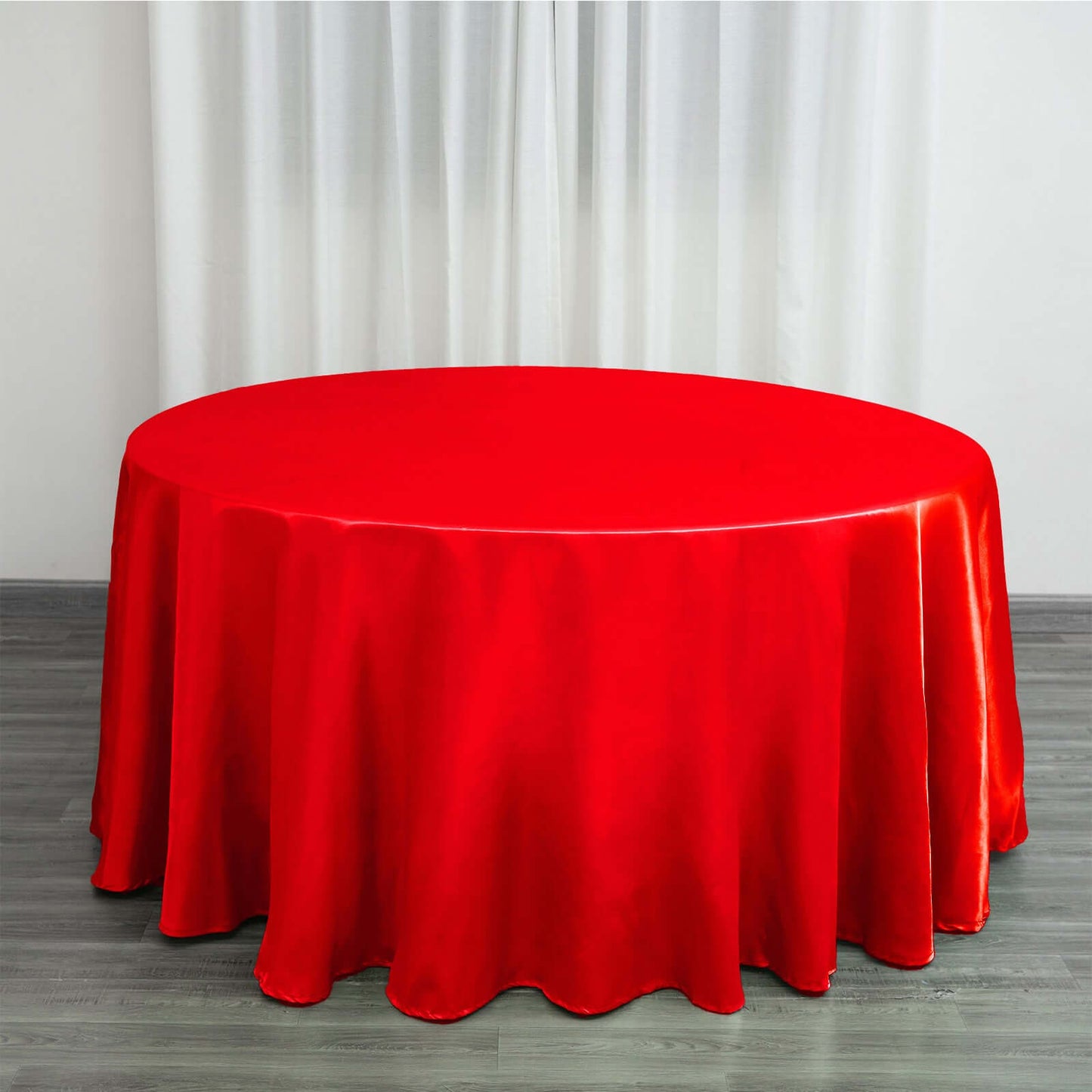 Satin 120" Round Tablecloth Red - Stylish Seamless Table Cover - Linen Luxes