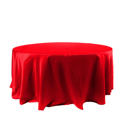 Satin 120" Round Tablecloth Red - Stylish Seamless Table Cover - Linen Luxes