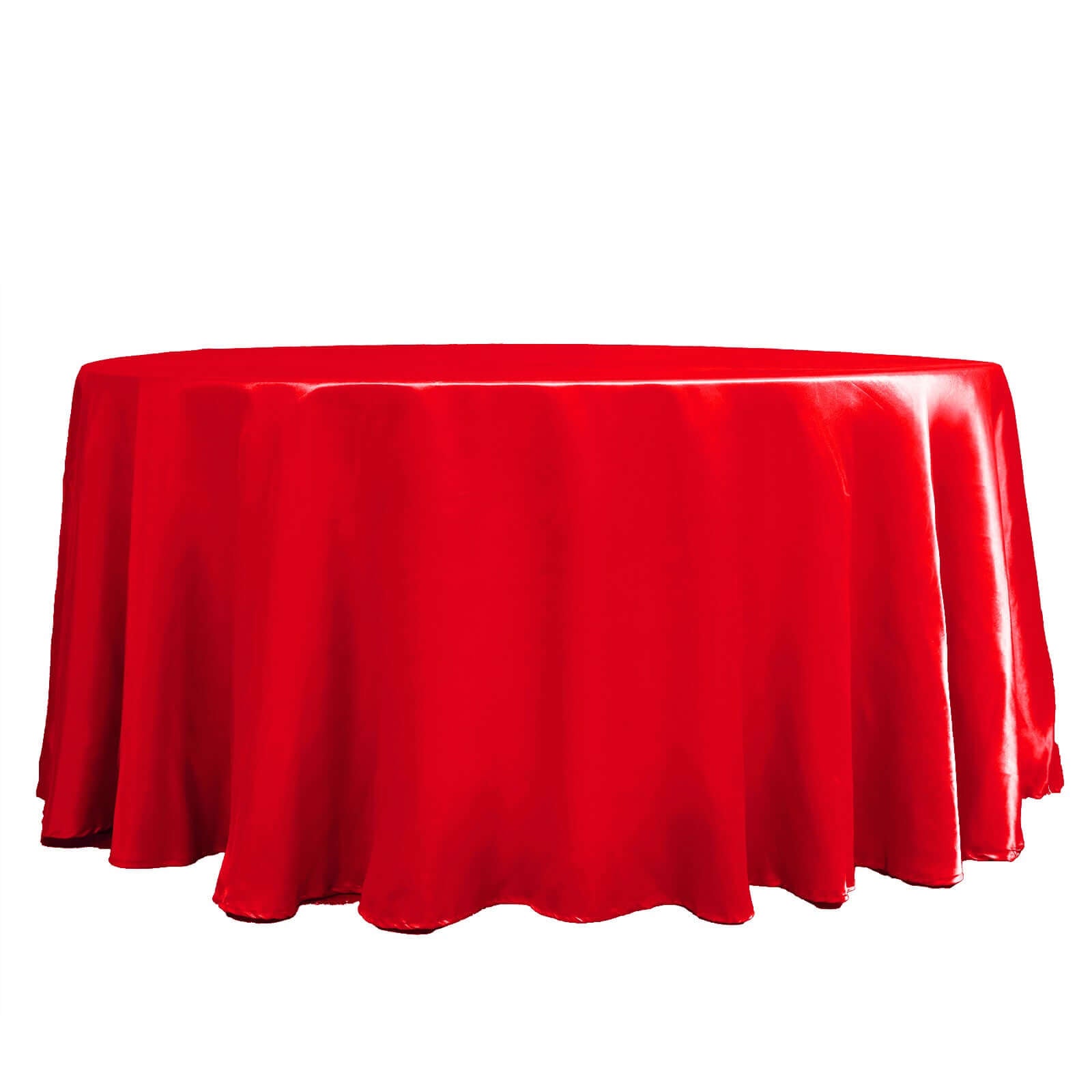 Satin 120" Round Tablecloth Red - Stylish Seamless Table Cover - Linen Luxes