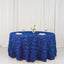 Satin 120" Round Tablecloth Royal Blue - Grandiose 3D Rosette with Seamless Finish Table Cover - Linen Luxes
