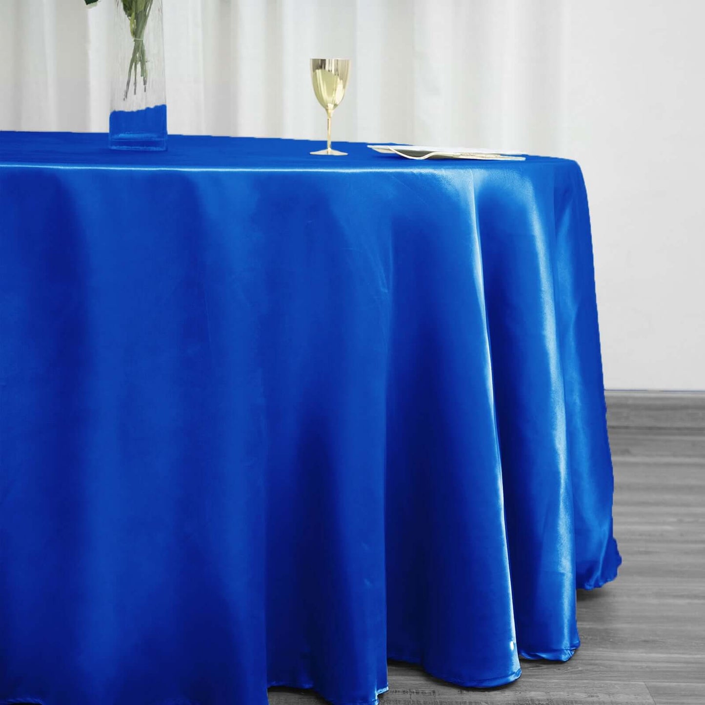 Satin 120" Round Tablecloth Royal Blue - Stylish Seamless Table Cover - Linen Luxes