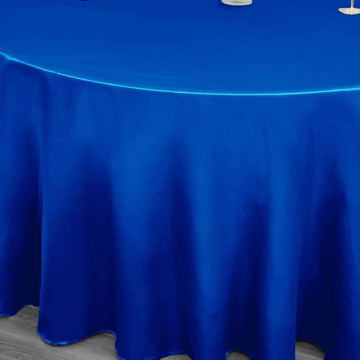Satin 120" Round Tablecloth Royal Blue - Stylish Seamless Table Cover - Linen Luxes
