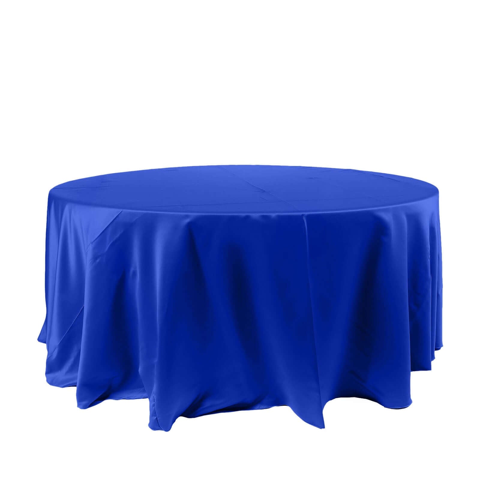Satin 120" Round Tablecloth Royal Blue - Stylish Seamless Table Cover - Linen Luxes