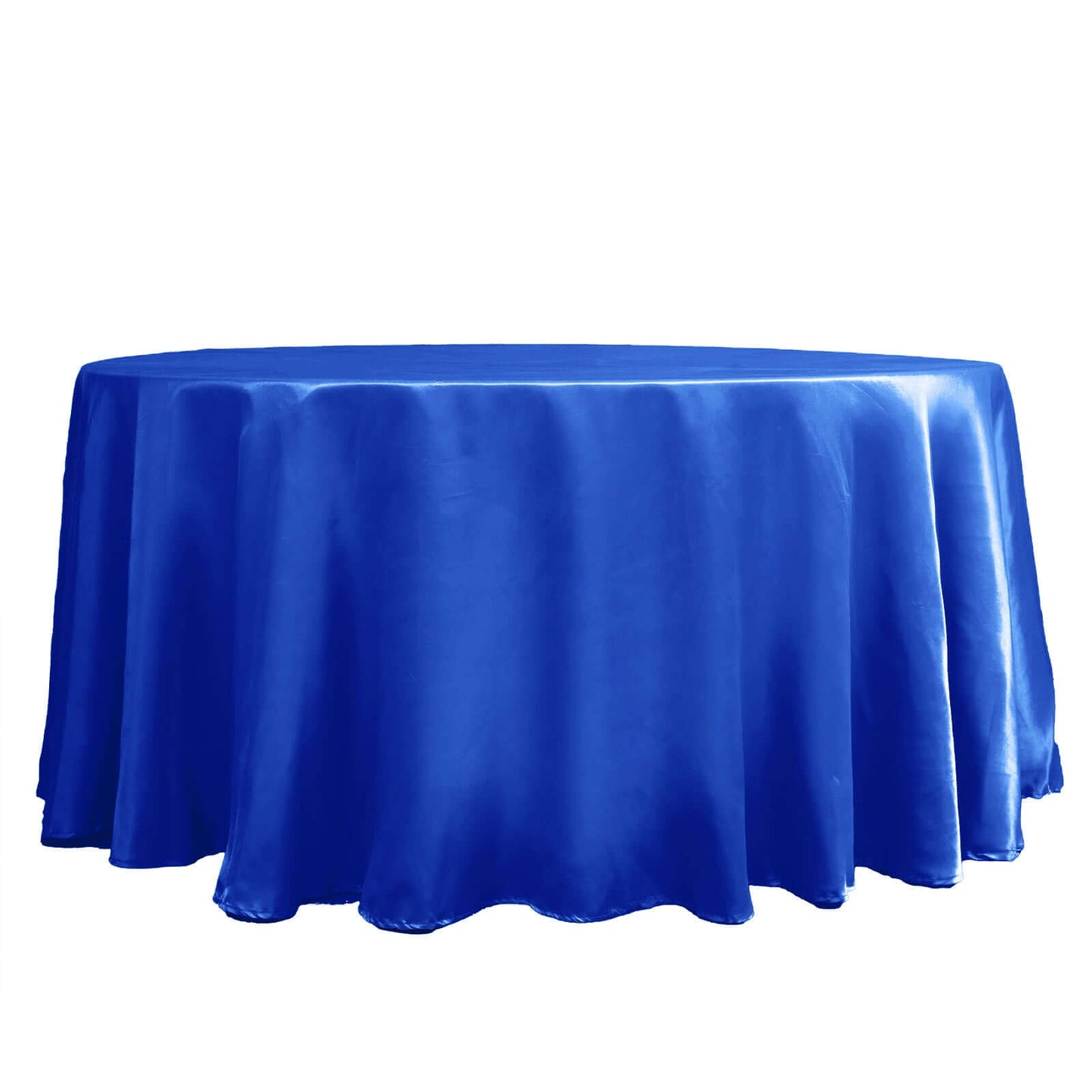 Satin 120" Round Tablecloth Royal Blue - Stylish Seamless Table Cover - Linen Luxes