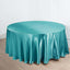 Satin 120" Round Tablecloth Turquoise - Stylish Seamless Table Cover - Linen Luxes