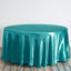 Satin 120" Round Tablecloth Turquoise - Stylish Seamless Table Cover - Linen Luxes