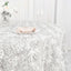 Satin 120" Round Tablecloth White - Grandiose 3D Rosette Design with Seamless Finish for Luxe Events - Linen Luxes
