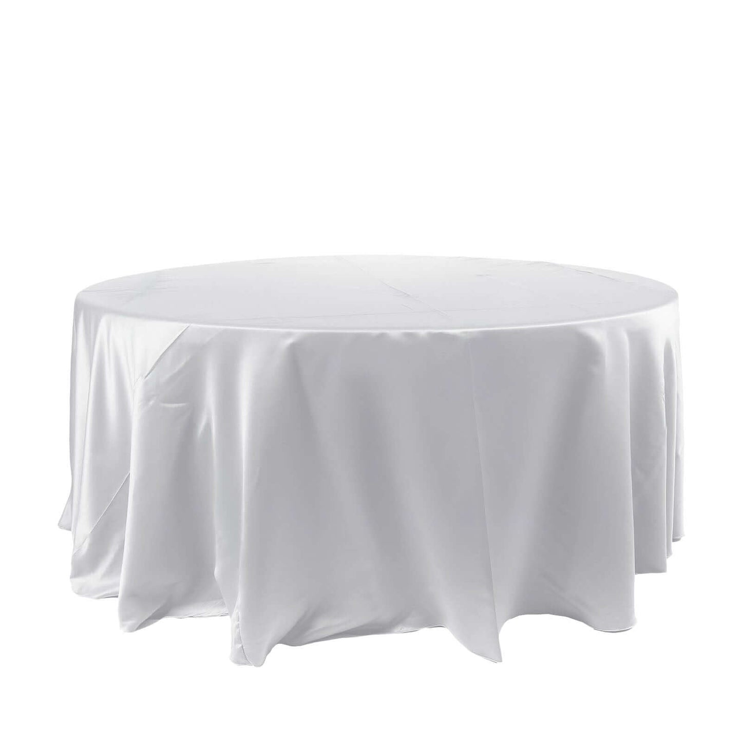 Satin 120" Round Tablecloth White - Stylish Seamless Table Cover for Weddings & Events - Linen Luxes