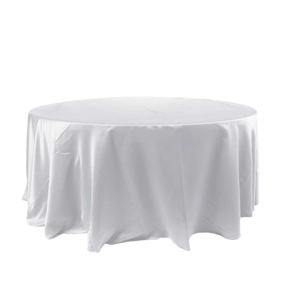 Satin 120" Round Tablecloth White - Stylish Seamless Table Cover for Weddings & Events - Linen Luxes