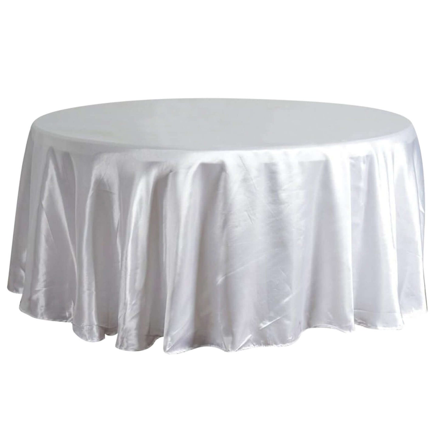 Satin 120" Round Tablecloth White - Stylish Seamless Table Cover for Weddings & Events - Linen Luxes