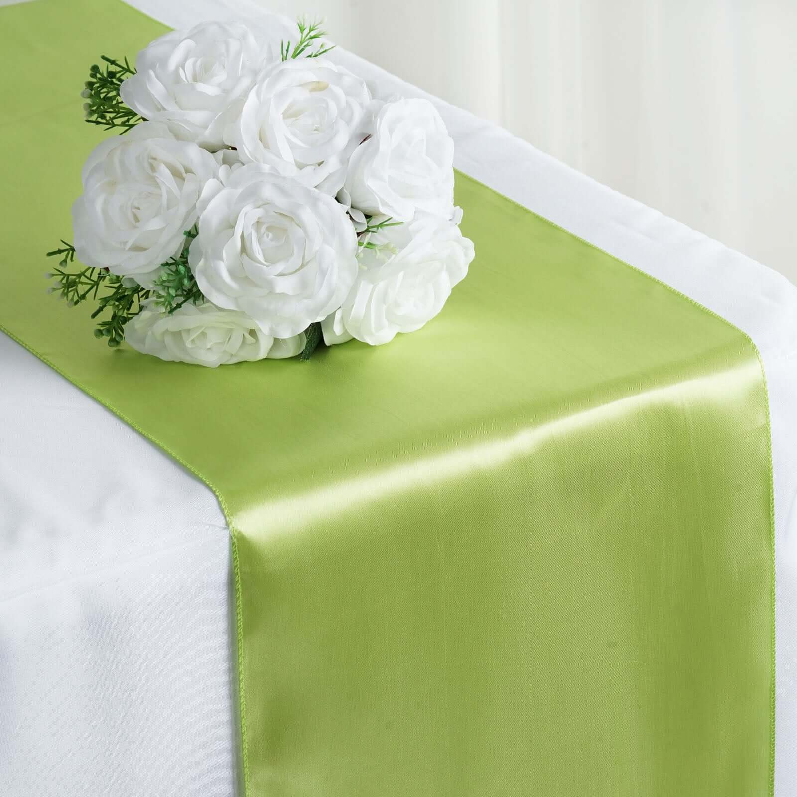 Satin 12"x108" Table Runner Apple Green - Stylish Table Linen - Linen Luxes