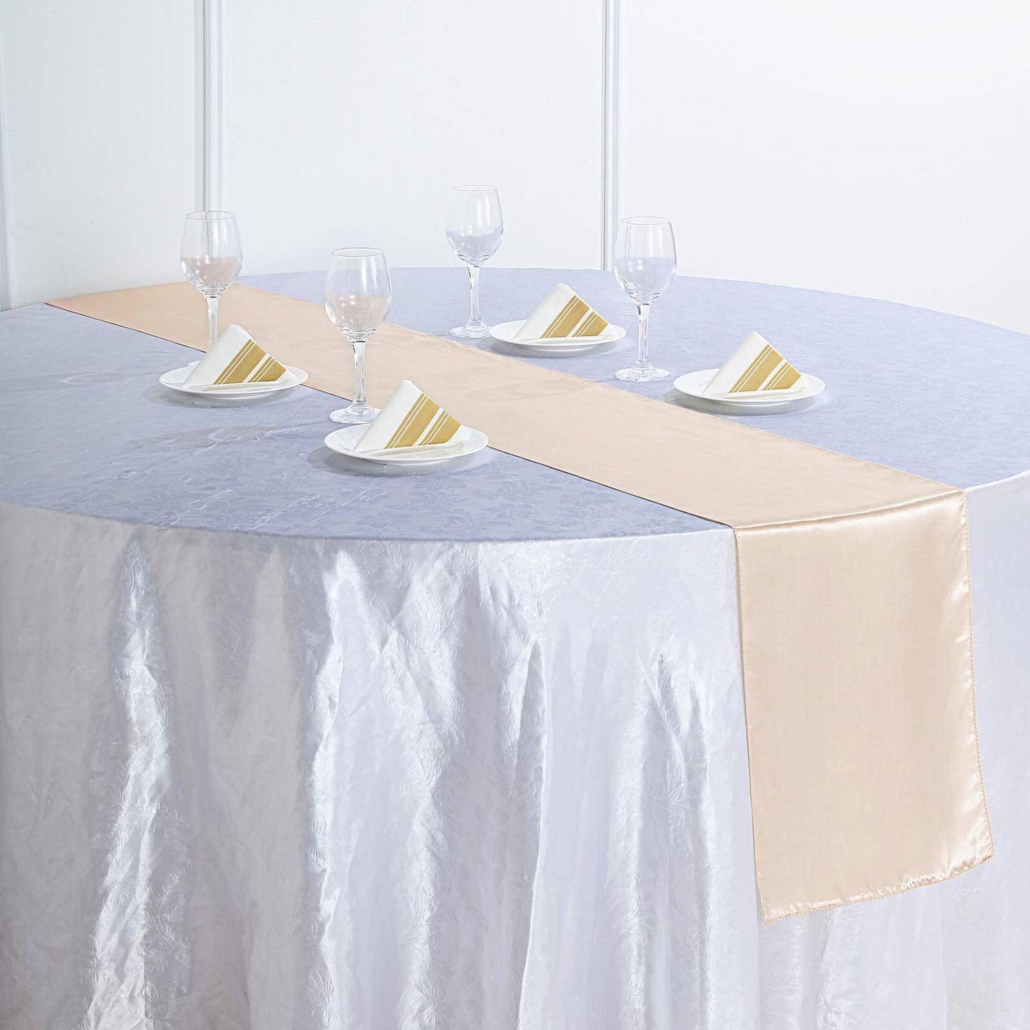 Satin 12"x108" Table Runner Beige - Stylish Table Linen - Linen Luxes