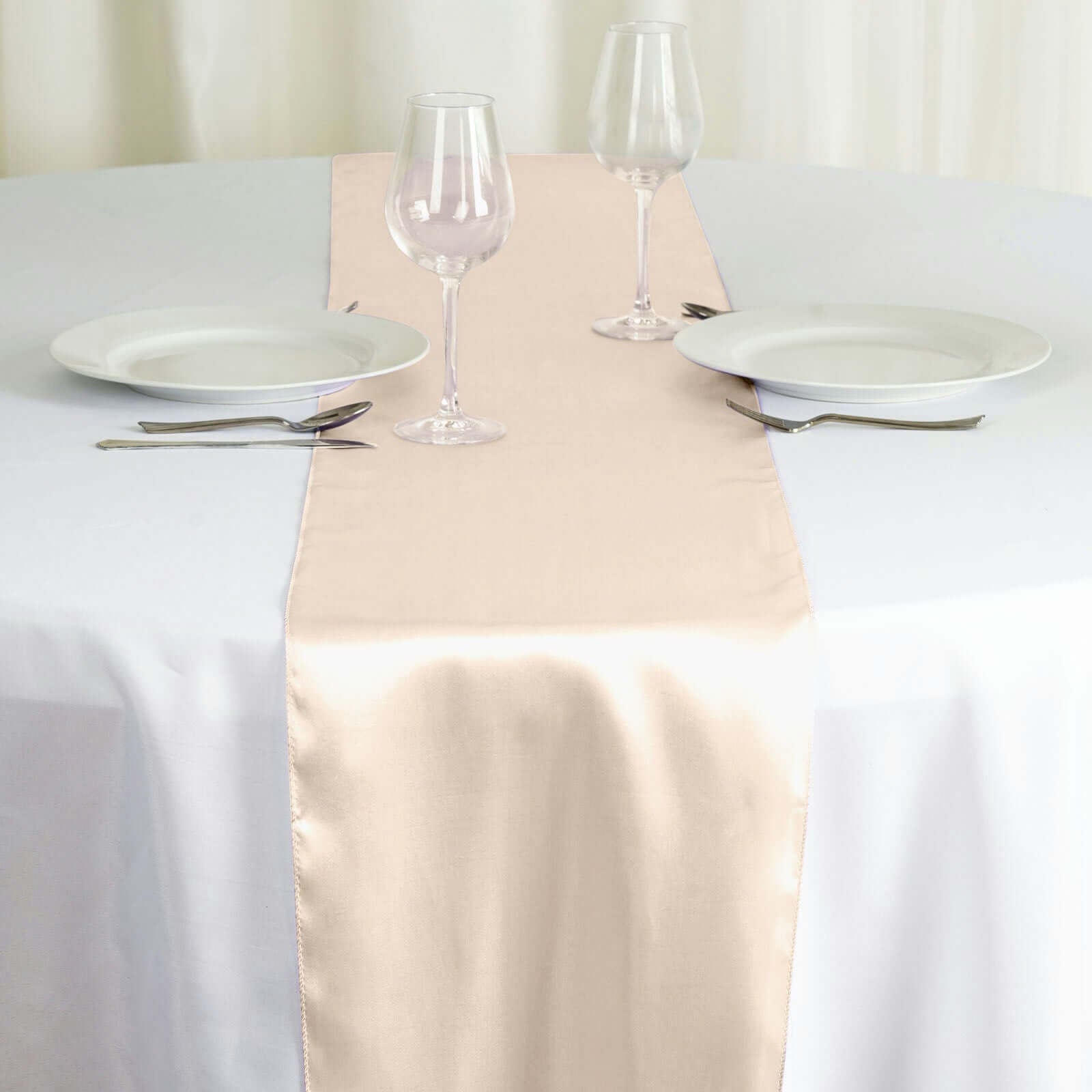 Satin 12"x108" Table Runner Beige - Stylish Table Linen - Linen Luxes